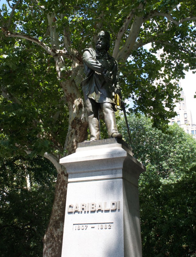A tribute to Giuseppe Garibaldi, who fought for a unified Italy in the 1800s. Some research tells me that there is an NYU finance new students' tradition of tossing a penny at the base of the statue for good luck. 