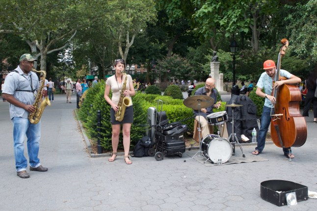 This four-piece band attracted the attention of many passerby.