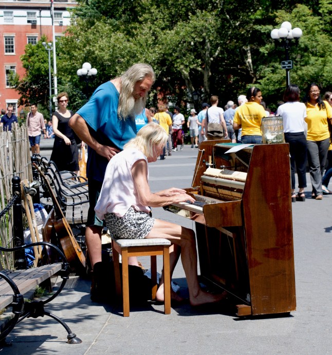 The piano had a printed sign on the front that said "Five ex-wives and piano teacher to support". 