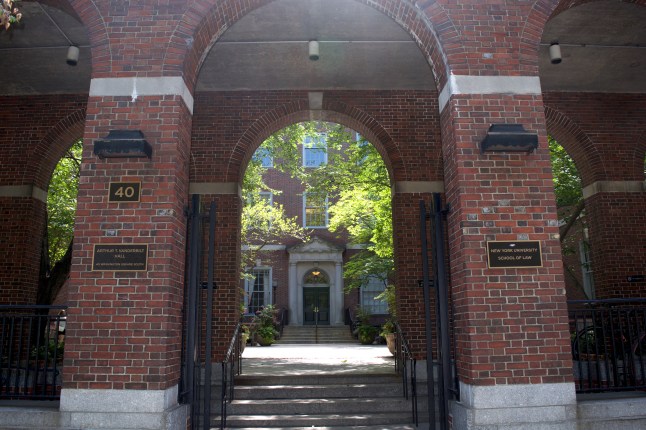The entrance to NYU's prestigious law school