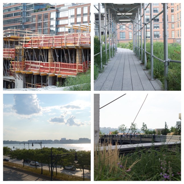 Construction and scaffolding are commonly seen along the High Line, but so are more scenic views of the Hudson River and the West Side Highway.
