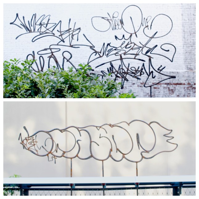 Did you think it was graffiti? They're actually sculptures made out of bent rebar by artist Damián Ortega –&nbsp;part of his series called "Physical Graffiti". 